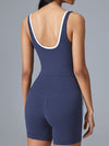 ZASUWA Female V-neck Contrast Color Stripes with Chest Pads High-rise Push Up Design Short Tracksuit
