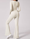 ZASUWA Female Flare Square Collar Long Sleeves Jumpsuit
