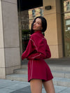 ZASUWA Female Zipper Contrast Color Short Tracksuit