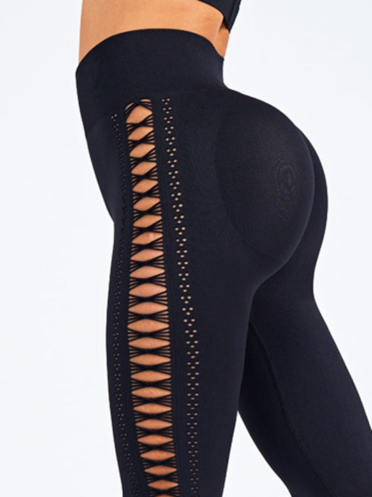 ZASUWA Female Lace-up Breathable Scrunch Bum High-waisted Leggings