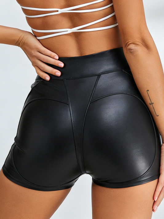 ❤Sexy Faux Leather Push Up Design Lace-up Shorts