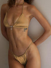 ZASUWA Female Sexy Crystal Star Glossy Backless Bikini Set