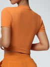 ZASUWA Female Solid Color V-neck Quick Dry Elastic Tight Short Sleeves