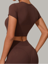Sexy Round Collar Cropped Short Sleeves