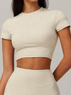 ZASUWA Female Hot Stamping Print Elastic Tight Quick Dry Short Sleeves