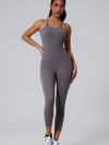 ZASUWA Female V-shaped Cross Back U Collar Backless Hip-lift Jumpsuit