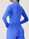 ZASUWA Female Solid Color Stand Up Collar Zipper Thumbholes Jacket