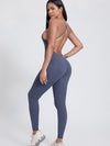 ZASUWA Female Cross Back U Collar Hip-lift Jumpsuit