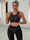 🖤ZASUWA Female PU Fishnet Breathable Sports Bras
