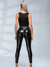 🖤ZASUWA Female Faux Leather Zipper Buttons Pocket Leggings