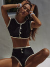 ZASUWA Female Sexy Square Collar Casual Loose Cotton Beach Bikini Set