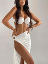 ZASUWA Female Shell Pearl Solid Color 3-Pieces Bikini Set
