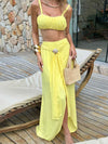 ZASUWA Female Solid Color Sheer Mesh 3-Pieces Bikini Set
