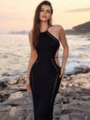 ASUWA Female Sexy Fishnet Lace-up Hollow Out Backless Cover-up Without Bikini