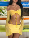 ZASUWA Female Sexy Drawstring Mesh 2-pieces Bikini Set