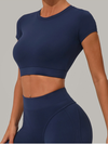 Sexy Round Collar Cropped Short Sleeves