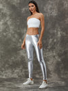 ZASUWA Female Sexy Metallic Laser Gold&Sliver Spandex Gym Booty Shorts