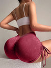 Scrunch Butt Tiefer V-Rücken Kordelzug Kunst-Denim Spandex Gym Booty Shorts