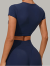 Sexy Round Collar Cropped Short Sleeves