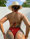ZASUWA Female Sexy Backless Shine Leopard Print Crystal Bikini Set