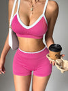 ZASUWA Female Contrast Color Stripe with Chest Pads Gather Shockproof Short Tracksuit