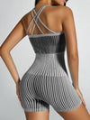 ZASUWA Female Ribbed Stripes Tummy Control Romper