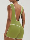 ZASUWA Female Contrast Color V-neck Backless with Chest Pads Romper