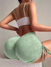 Scrunch Butt Tiefer V-Rücken Kordelzug Kunst-Denim Spandex Gym Booty Shorts