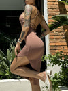 ZASUWA Female Solid Color Cross Back Hollow Out Split Dress