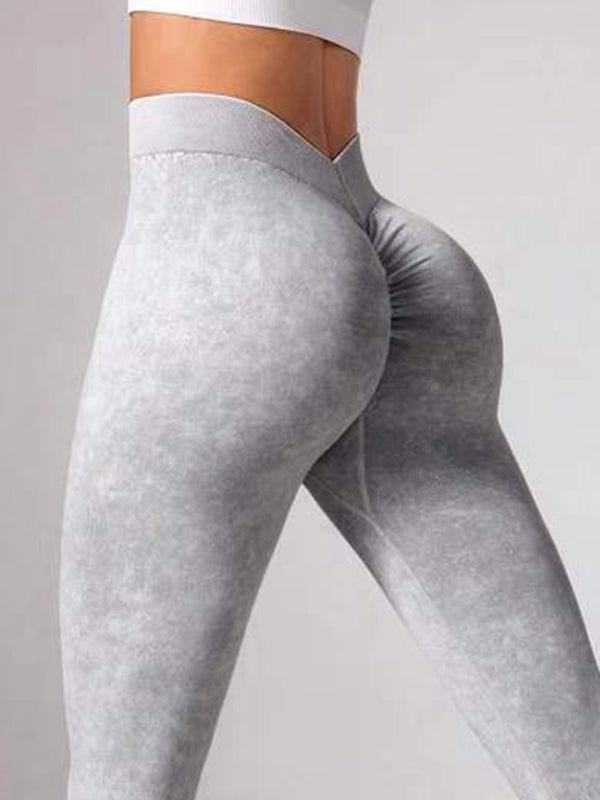 Denim Deep V Back Scrunch Bum Leggings
