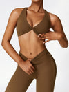 ZASUWA Female Deep V Back Scrunch Bum Flare Pants