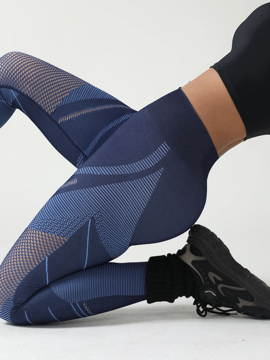 Sexy Fishnet Contrast Color Print Leggings