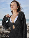 ZASUWA Female Sexy Fishnet Hollow Out Flower V-neck Swimwear Cover Dress Without Bikini