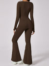 ZASUWA Female Flare Square Collar Long Sleeves Jumpsuit