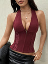 ZASUWA Female Deep V Zipper Fashion Tanks