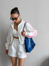 ZASUWA Female Zipper Fitness Set Short Tracksuit