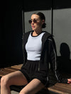 ZASUWA Female Zipper Contrast Color Short Tracksuit