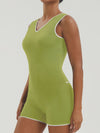 ZASUWA Female Contrast Color V-neck Backless with Chest Pads Romper