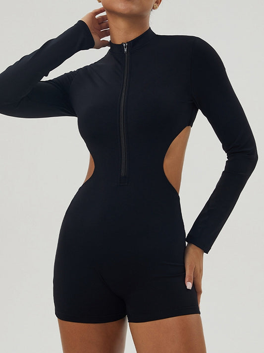 ZASUWA Female Zipper Cutout Short Jumpsuit