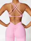ZASUWA Female Deep V Back Scrunch Bum Flare Pants