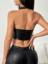 ZASUWA Female Faux Leather Corset Sports Bras