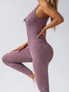 ZASUWA Female Denim Lace-up Ribbed Jumpsuit