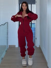 ZASUWA Female Long Sleeves Zipper Hooded Jumpsuit