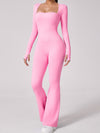 ZASUWA Female Flare Square Collar Long Sleeves Jumpsuit