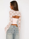 ZASUWA Female Solid Color Sheer Mesh Long Sleeves