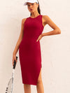 ZASUWA Female Ribbed Yoga Elastic Tight Hollow Out Quick Dry Short Dress