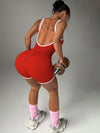 ZASUWA Female Contrast Color Ribbed Scrunch Bum Backless Romper
