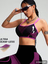 ZASUWA Female Contrast Color Fishnet Cross Back Stripe Print Push Up Design Tracksuit