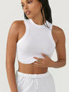 ZASUWA Female Solid Color Ribbed Elastic Tight with Chest Pads Tank