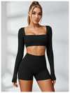 Square Collar Cropped Long Sleeves